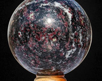 Espinela rubí pulida de 140 mm en esfera de matriz, piedra curativa metafísica