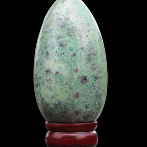 Grand œuf en cristal rubis fuchsite, 175 mm : pierre de méditation métaphysique, guérison holistique