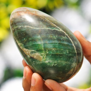 Green Kyanite Crystal Egg: Polished Metaphysical Stone (105MM)