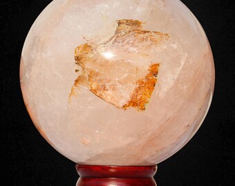 Esfera de Cristal de Quartzo Vermelho Fogo Polido de 140 mm para Equilíbrio dos Chakras