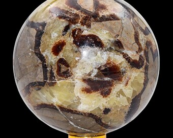 Esfera de piedra septaria amarilla pulida: decoración de cristal curativo (105 mm)