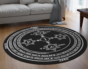 Goetia Lesser Key of Solomon  Round Carpet Magic Circle Hermetic Rosicrucian Esoteric Occult Art Archangel Sigils Alchemy Wiccan Decor