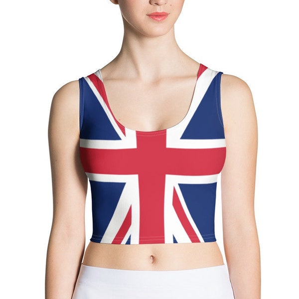 Spice Girls Union Jack Cosplay Costume Drag Spandex Crop Tank Top Rave Outfit Girl Power 90s Clothing UK Flag Patriotic London Feminism