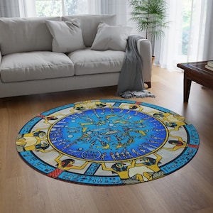 Dendera Zodiac Round Carpet Ancient Egypt Magic Circle Astrology Chart Star Chart Zodiac Chart Witchy Decor Esoteric Wiccan Decor