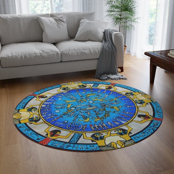 Dendera Zodiac Round Carpet Ancient Egypt Magic Circle Astrology Chart Star Chart Zodiac Chart Witchy Decor Esoteric Wiccan Decor