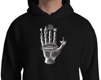Hand of the Philosophers Mysteries Fleece Pullover Hoodie Occult Shirt Pagan Shirt Hermetic Rosicrucian Esoteric Alchemy As Above So Below