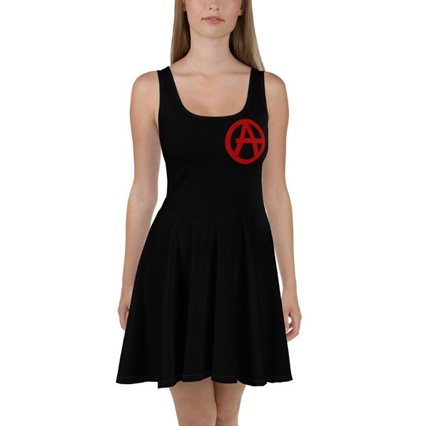 Anarchy Cheerleader Costume Cheerleading Skater Skirt Black Skater Dress 90s Grunge Clothing Circle Skirt Punk Dress Best Seller