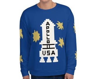 Apollo 11 Fleece Pullover Stephen King Oversized Sweater The Shining Overlook Hotel Astronaut Shirt Outer Space Nasa Shirt Nasa Vintage