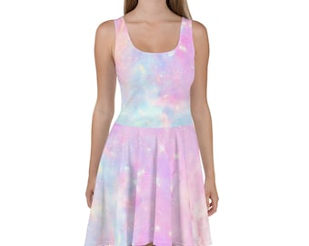 Galaxy Dress Fairy Kei Skater Dress Skater Skirt Galaxy Skirt Pastel Goth Clothing Soft Grunge Rainbow Dress Rainbow Skirt Kawaii Dress