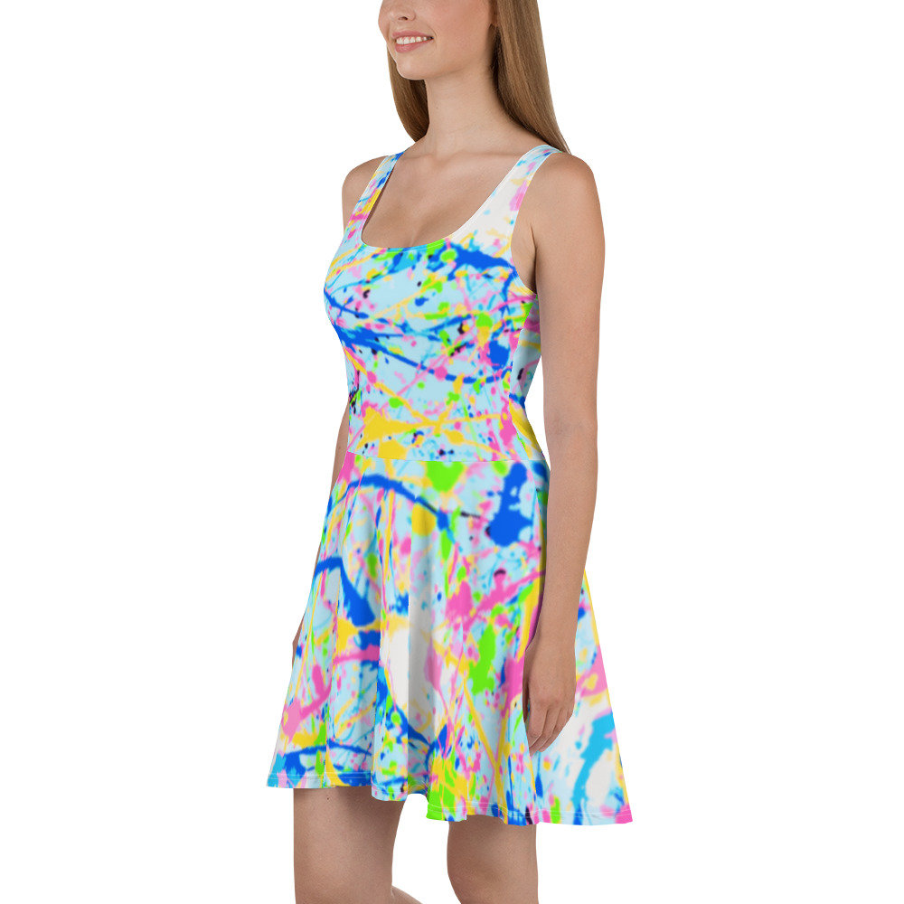 Rainbow Dress Skater Dress Skater Skirt Paint Splatter Circle Etsy