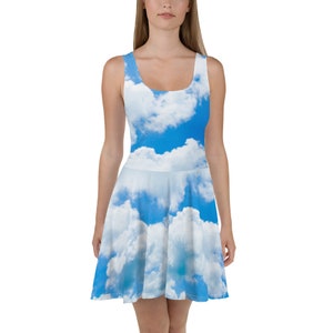 Cloud Print Yami Kawaii Dress Skater Dress Skater Skirt Circle Skirt Fantasy Dress Fairy Kei Harajuku Clothing Kawaii Clothing Rave Outfit