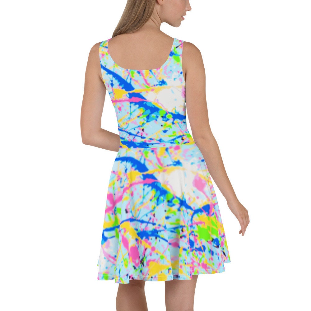 Rainbow Dress Skater Dress Skater Skirt Paint Splatter Circle Etsy
