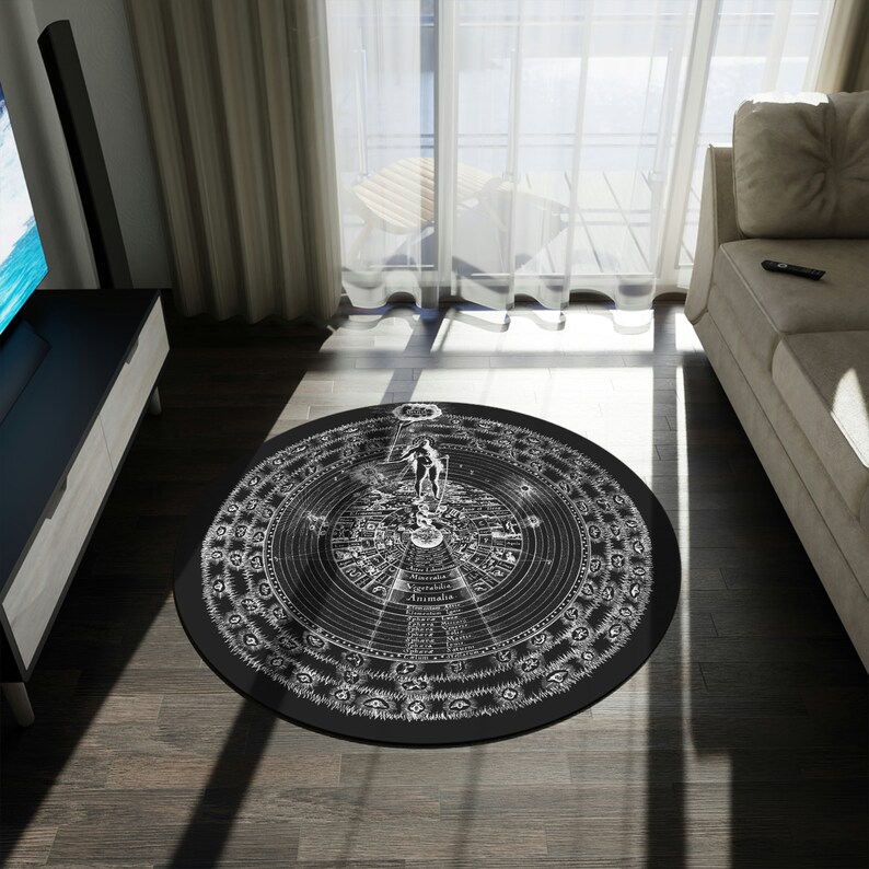 Alchemy Round Carpet Alchemist Hermetic Emerald Tablet Esoteric Occult Art Rosicrucian Magic Circle Sigils Mercury Jupiter Saturn Venus imagen 2