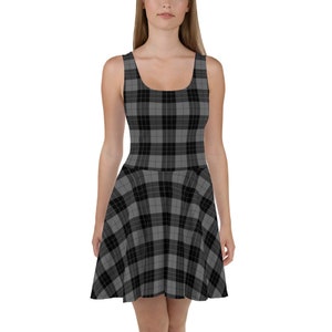 Alt Clothing Dark Academia Dress Tartan Skirt Plaid Skirt Skater Skirt Tartan Dress Plaid Dress Skater Dress Circle Skirt Punk Dress