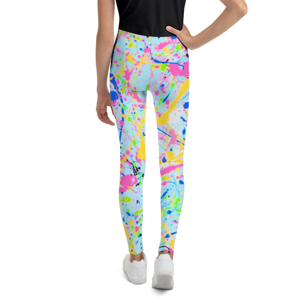 Kids Leggings Neon Paint Splatter Tights 80s Clothing Baby