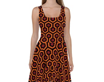 Stephen King The Shining Overlook Hotel Skater Skirt Skater Dress Circle Skirt The Shining Gothic Dress Goth Dress Art Deco Dress Punk Dress