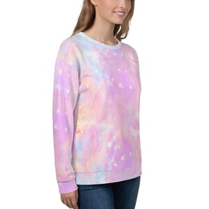 Galaxy Print Fleece Pullover Pastel Goth Oversized Sweater Unicorn Sweatshirt Fairy Kei Rainbow Sweater Kawaii Shirt Harajuku Soft Grunge image 5