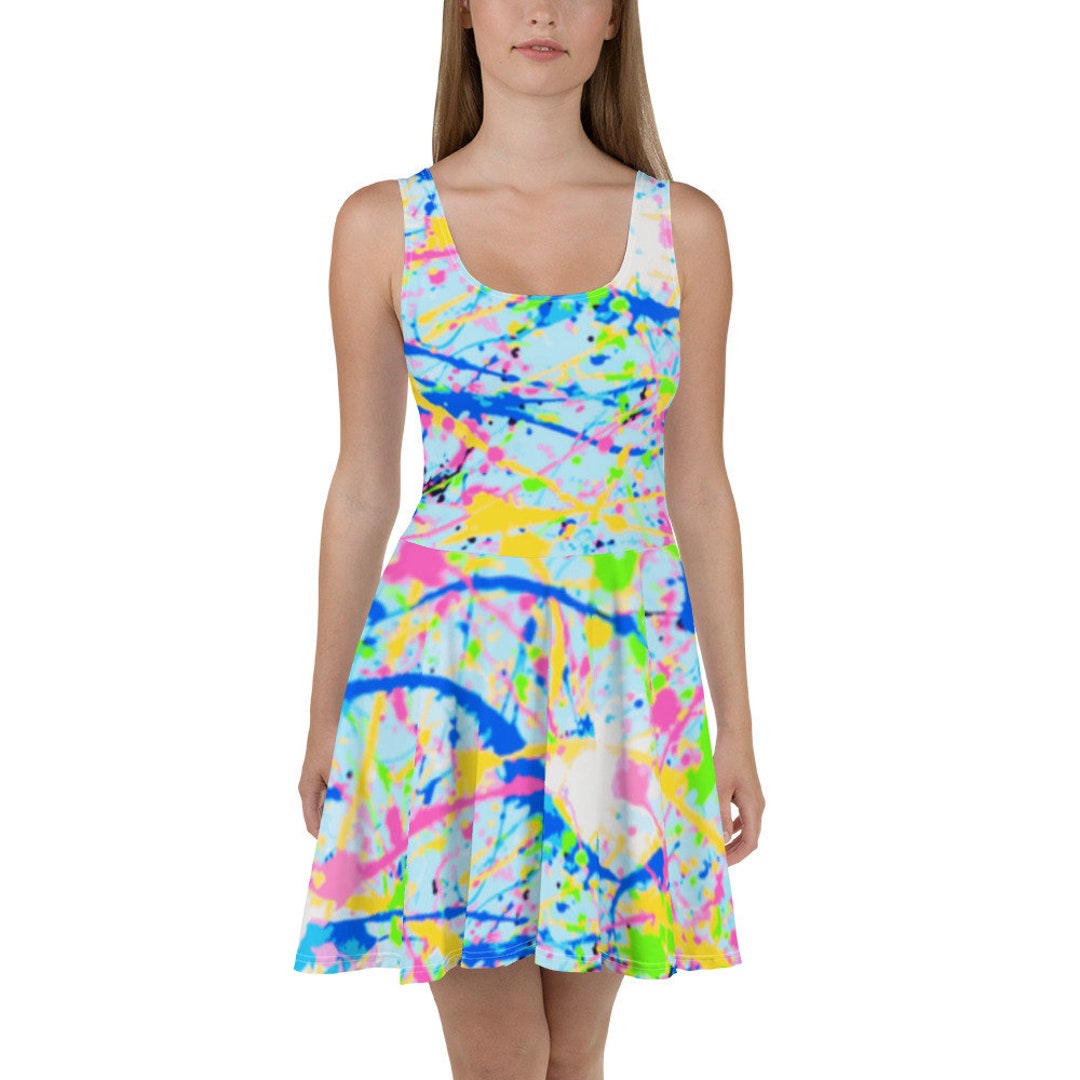 Rainbow Dress Skater Dress Skater Skirt Paint Splatter Circle Skirt