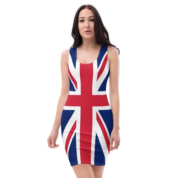 Spice Girls Dress Union Jack 90s Dress Cosplay Costume Drag Spandex Dress Rave Outfit Girl Power 90s Clothing UK Flag Patriotic London