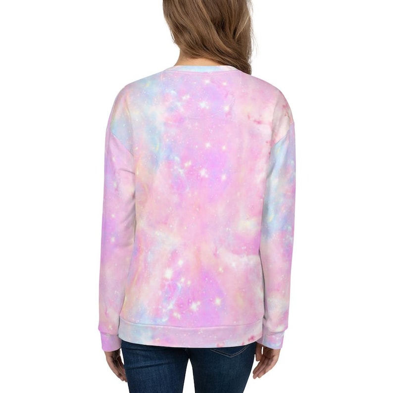 Galaxy Print Fleece Pullover Pastel Goth Oversized Sweater Unicorn Sweatshirt Fairy Kei Rainbow Sweater Kawaii Shirt Harajuku Soft Grunge image 2