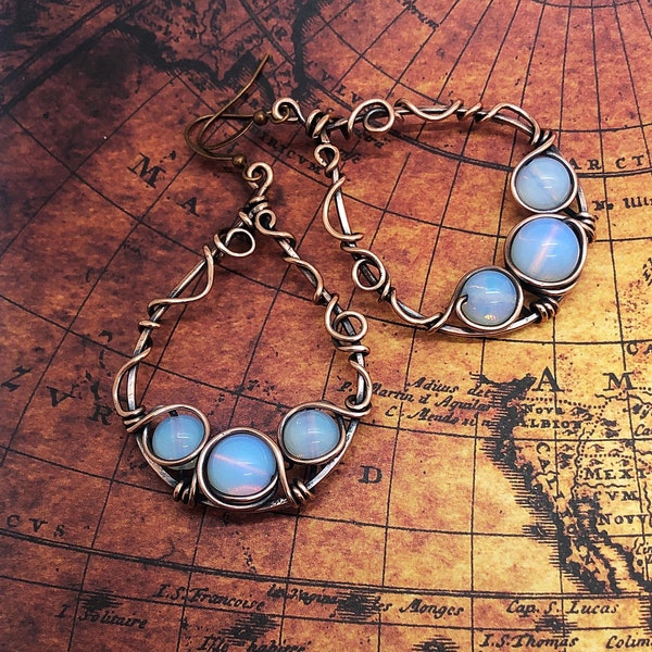 Opalite and Copper Earrings