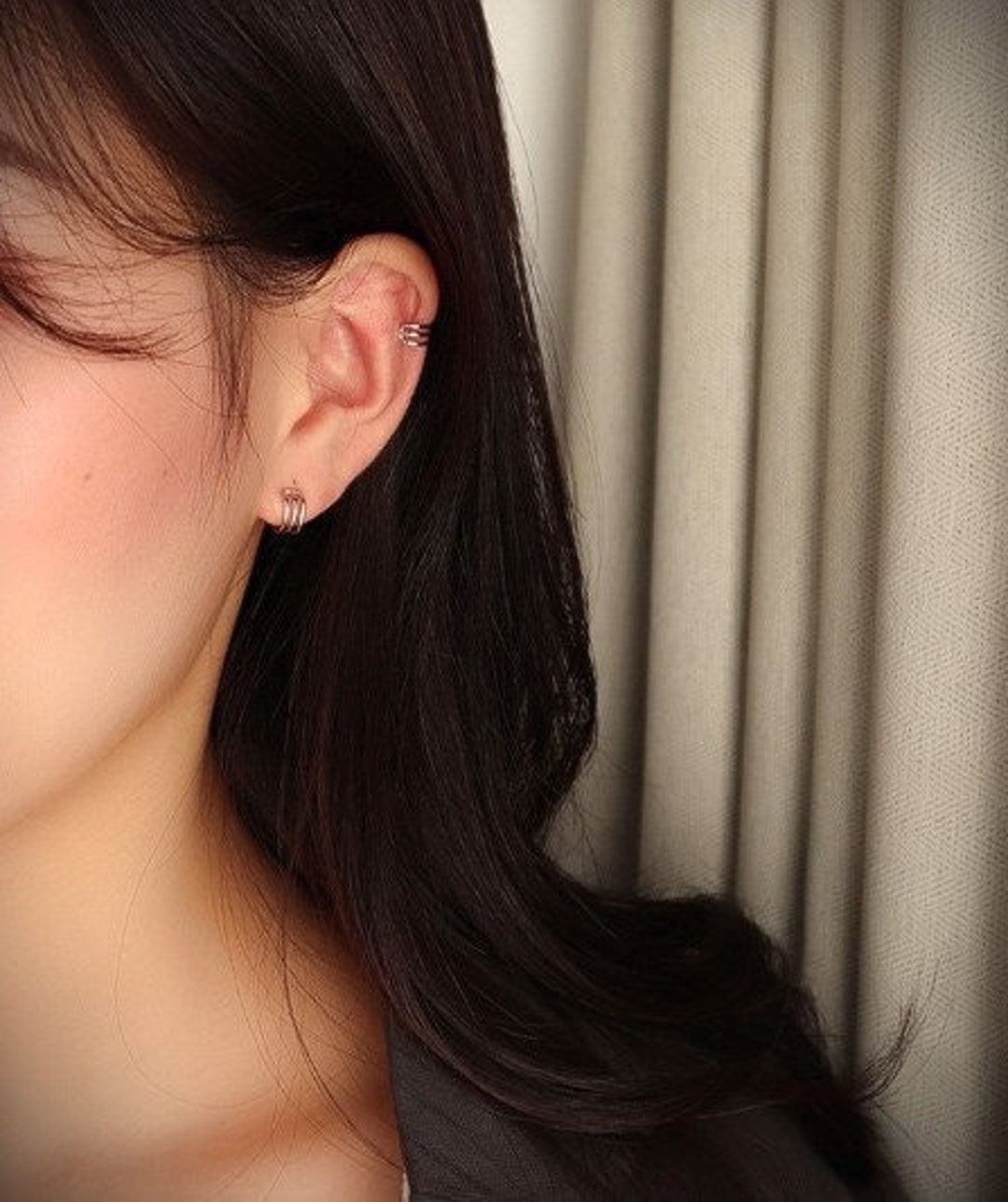 Triple Bar Plain Ear Cuff Three Bar Ear Cuff Minimalist Etsy