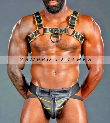 Men's Body Harness Genuine Leather Brutal Harness -  Israel