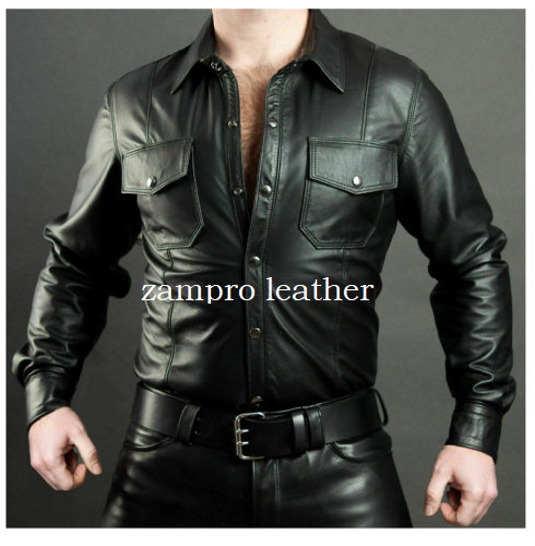 Mens Leather Police Uniform Bluff Gay Shirt Leather Men - Etsy