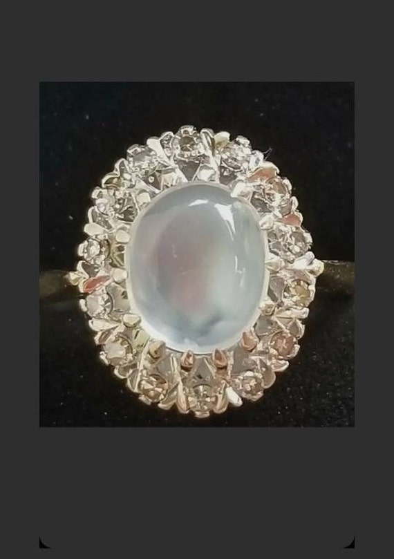 Moonstone and Diamond Ring | Antique Moonstone And