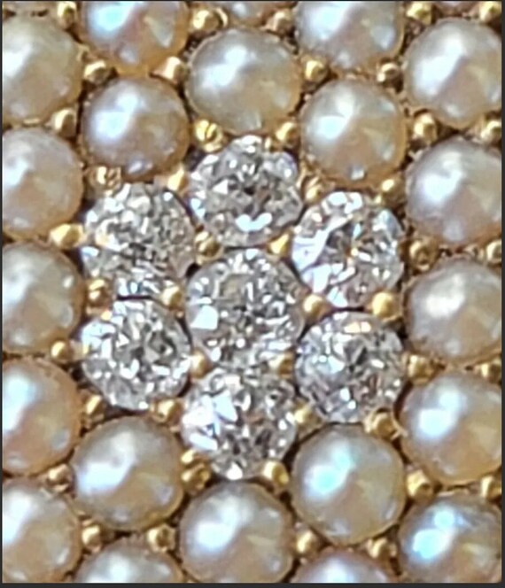 Krementz Antique 14k Gold Diamond Seed Pearl Hear… - image 5