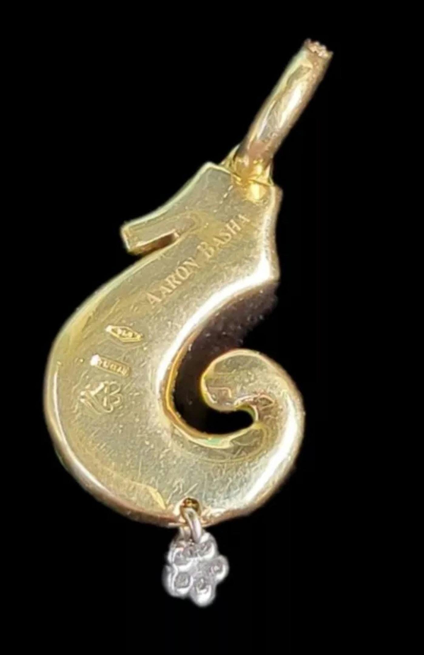Aaron Basha 18k Gold Seahorse Diamond Enamel Pendant Charm-estate ...