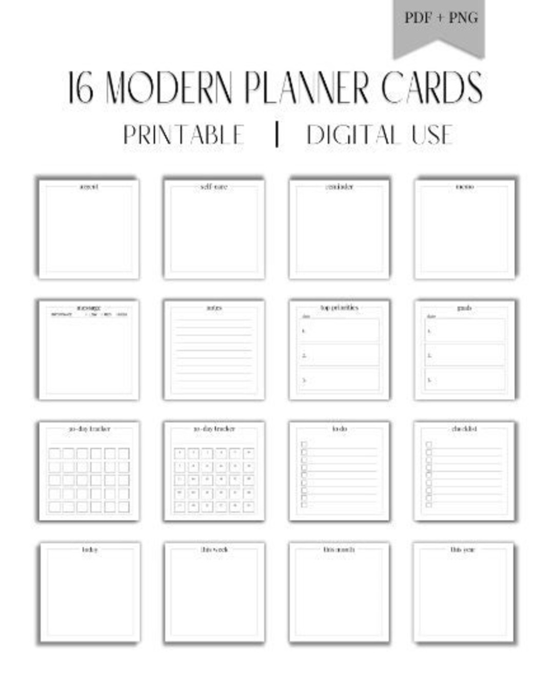 Minimalist Planner Cards | 16 Modern Designs (digital Download) - Etsy