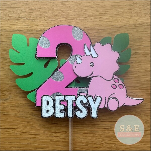 Dinosaur Cake Topper | Personalised Name and Age | Dinosaur Birthday Party