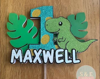 Dinosaur Cake Topper | Personalised Name and Age | Dinosaur Birthday | Number Cake Topper