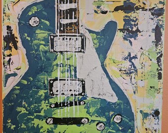 Gibson Les Paul acrylic painting. Original hand made wall art.