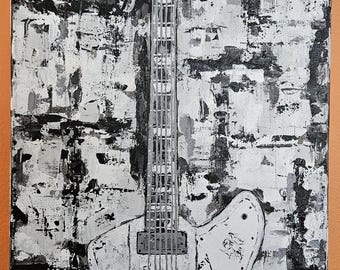 Gibson Firebird electric guitar acrylic painting. Original hand painted wall art.