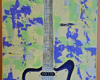 Fender Supersonic guitar painting. Colorful hand-made wall art