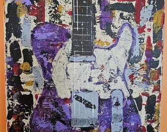 Fender Telecaster acrylic painting. Original wall art.