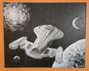 Star Trek Voyager NCC-74656 original acrylic painting. Hand made wall art 16"x20".