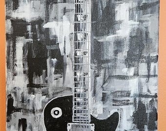 Gibson Les Paul  electric guitar acrylic painting. Original, hand made wall art