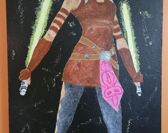 Original, hand-made Ashoka acrylic painting. Colorful wall art.
