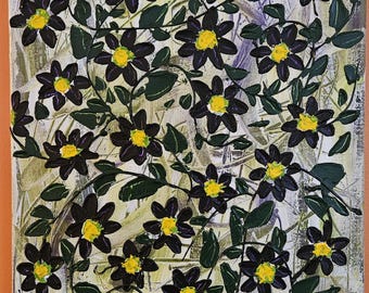 Hanging Vine acrylic painting. Original, hand made floral wall art.