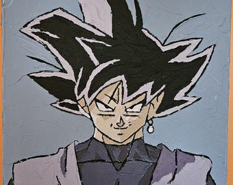 Original, hand-painted Son Goku acrylic painting. Colorful wall art.
