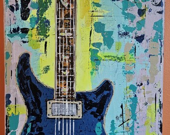 PRS Custom 22 electric guitar painting. Original hand made wall art.