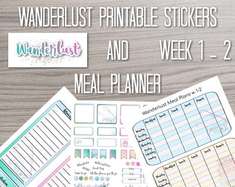 Printable Stickers and Meal Planner Wanderlust weeks 1-2