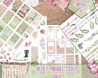 Floral Boho Garden Weekly Planner Stickers | Cozy Vertical Spread Kit (Digital Download)