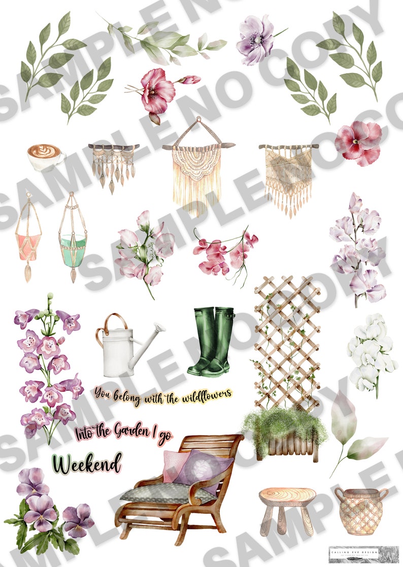 Floral Boho Garden Weekly Planner Stickers | Cozy Vertical Spread Kit ...