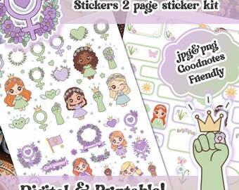 International Women's Day Sticker Kit – Feminist Planner Printable (Digital Download)
