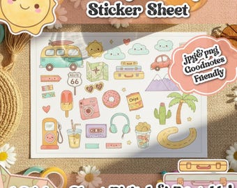 Summer Travel Planner Sticker Sheet PNG | Printable + Digital | GoodNotes