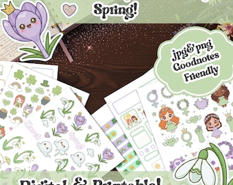 March Sticker Spread | St. Patrick's Day, Vernal Equinox, Women's Day (Digital Download)